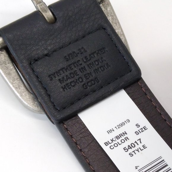 Men Belt Size S/30-32 Black/Brown Perforated Synthetic Leather Hand Crafted  NWT - Picture 6 of 9